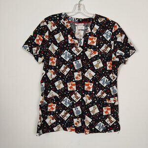 White Cross Women's Cats and Dogs Printed Short Sleeve Scrub Size Large NEW